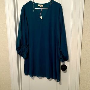 Fully lined with sheer bubble sleeve dress